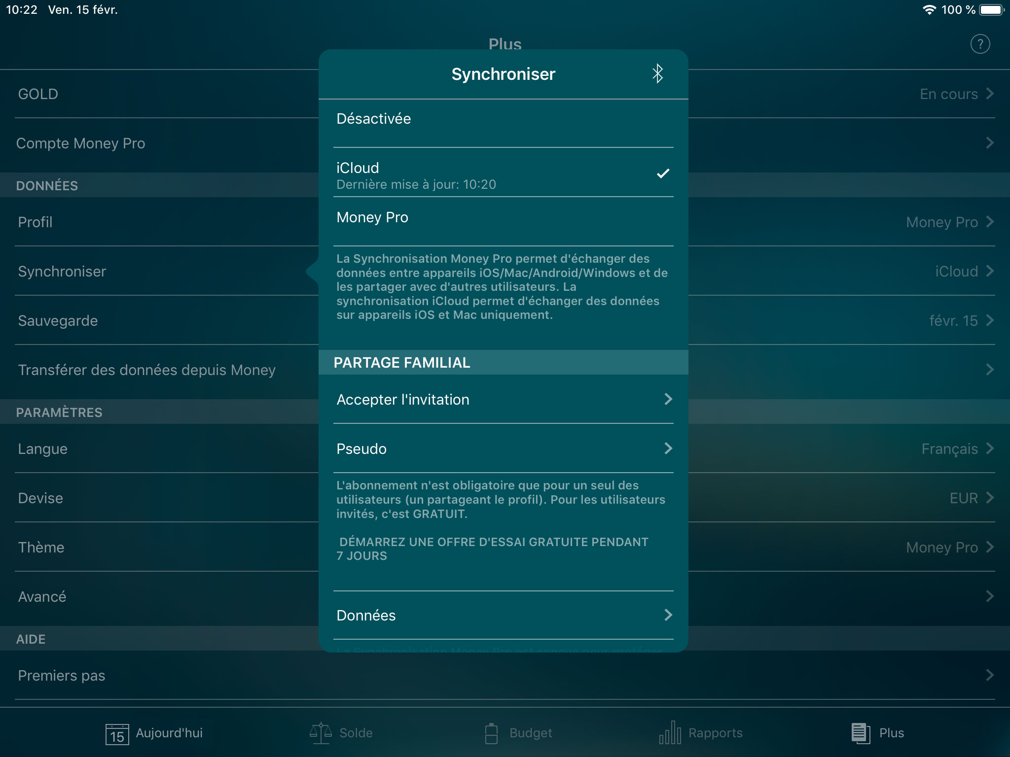 Money Tracker - Synchronisation iCloud (iOS et Mac) - iPad