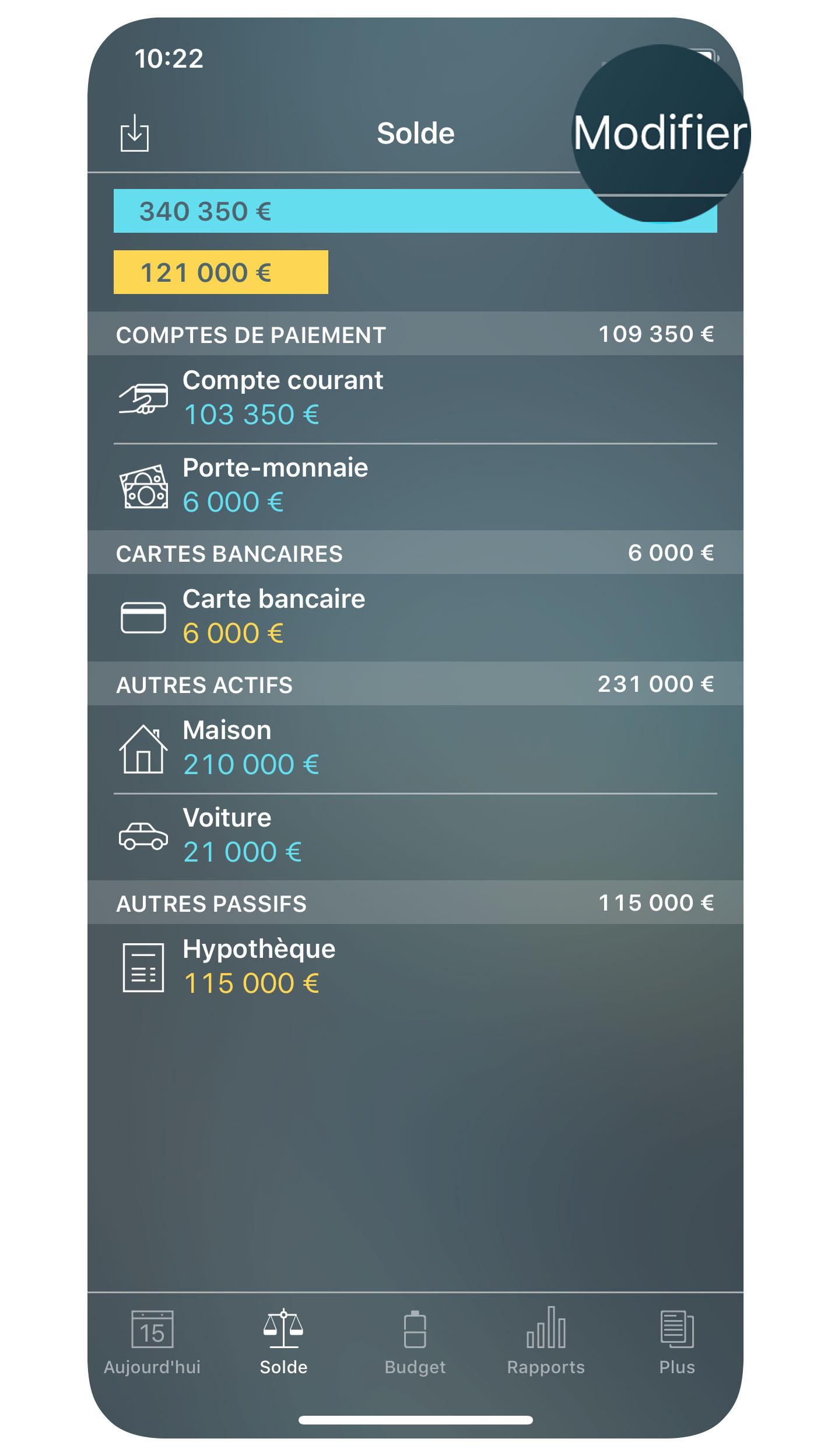 Money Tracker - Comptes - Modifier - iPhone