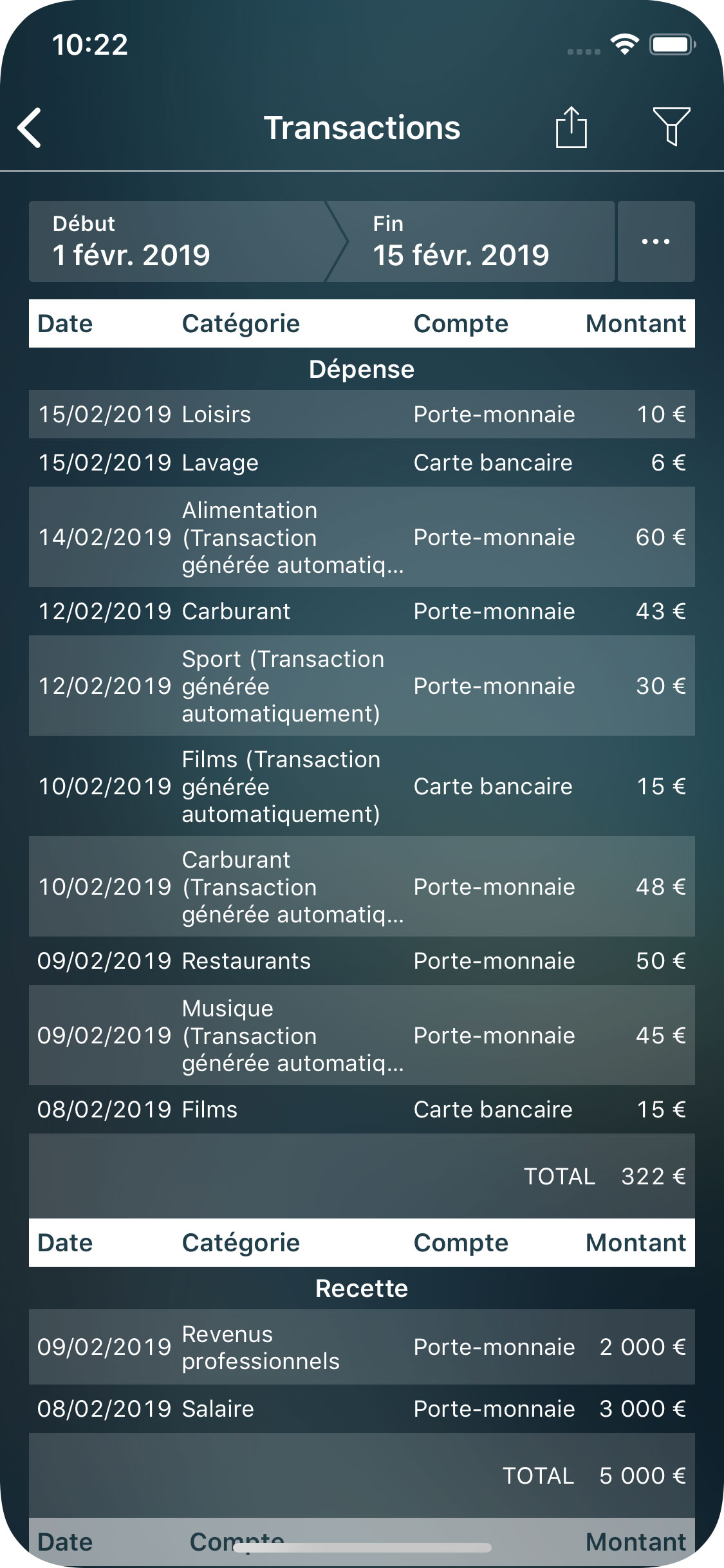 Money Tracker - Rapport de Transactions - iPhone