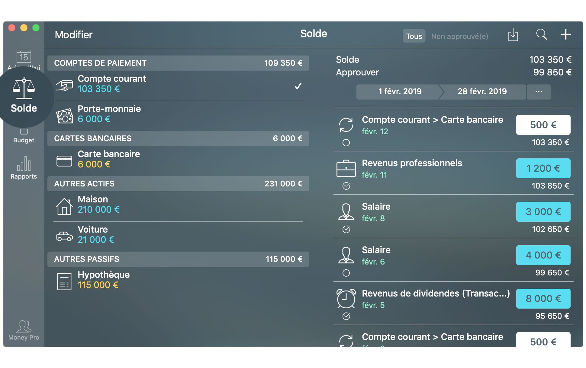 Money Tracker - Comptes - Mac