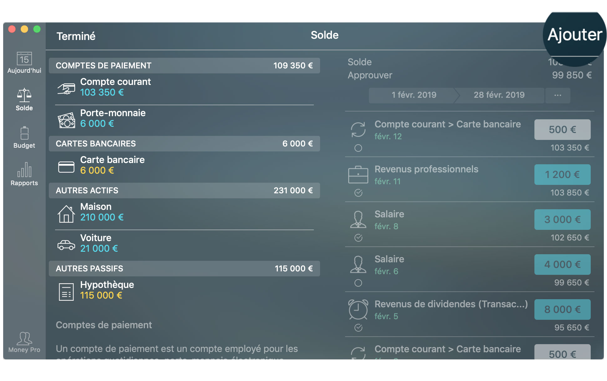Money Tracker - Comptes - Ajouter - Mac
