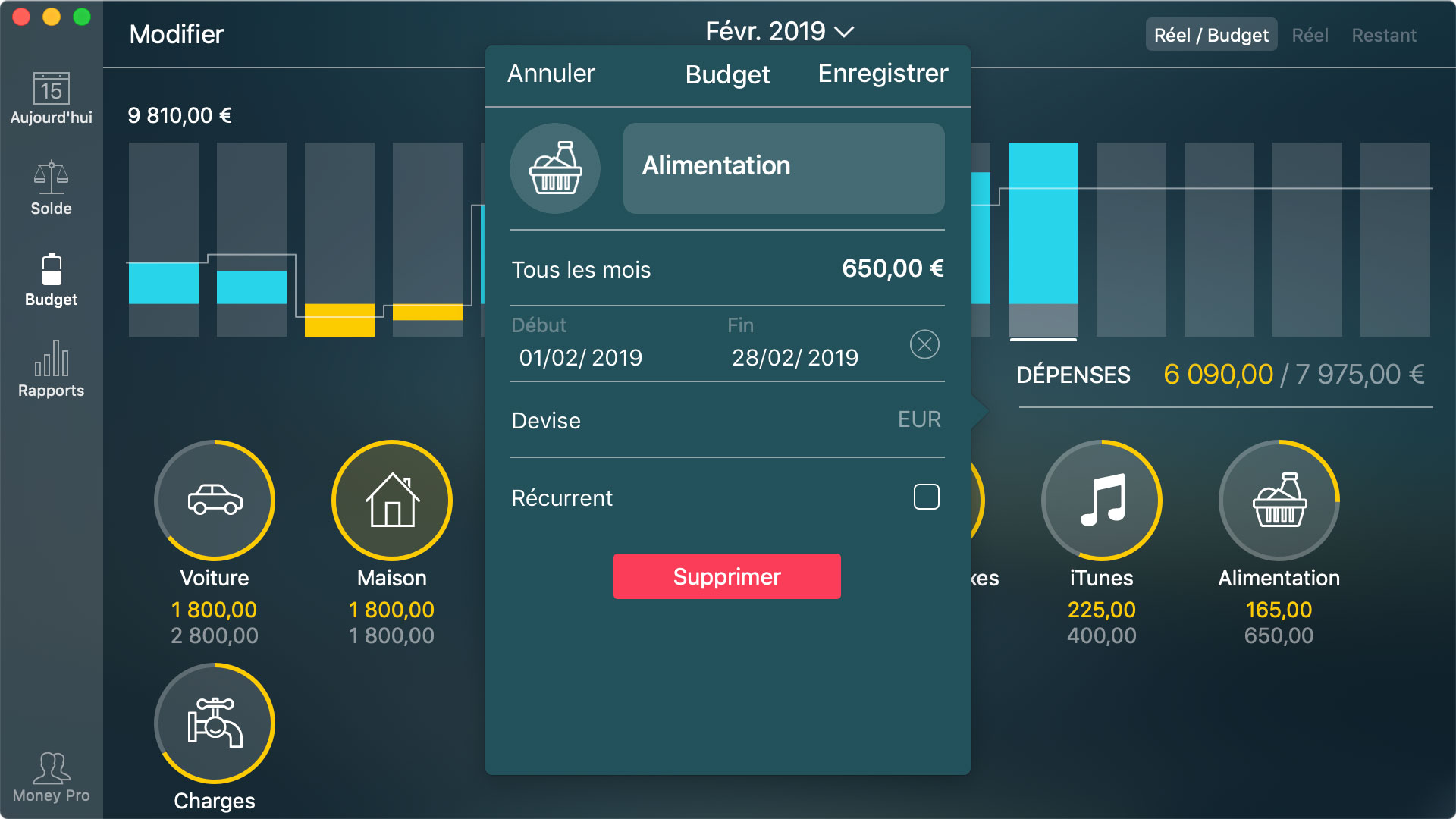 Money Tracker - Configurer un budget - Mac